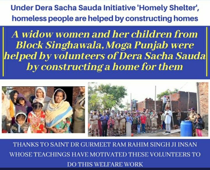 LaddiSh83799503's tweet photo. With the inspiration of Saint Dr.MSG @Gurmeetramrahim Singh Ji Insan.... millions of follower of DERA SACHA SAUDA pledged to help in building homes for needy...!
#HomesForDestitute
#HomelyShelter
#HomesForHomeless
#Humanity
#HousesForNeedy https://t.co/WMnWQFW14r