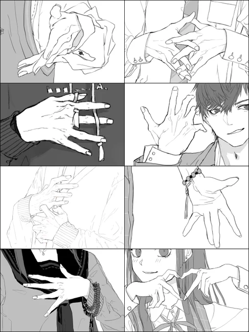 過去描いた白黒の手をまとめていた 