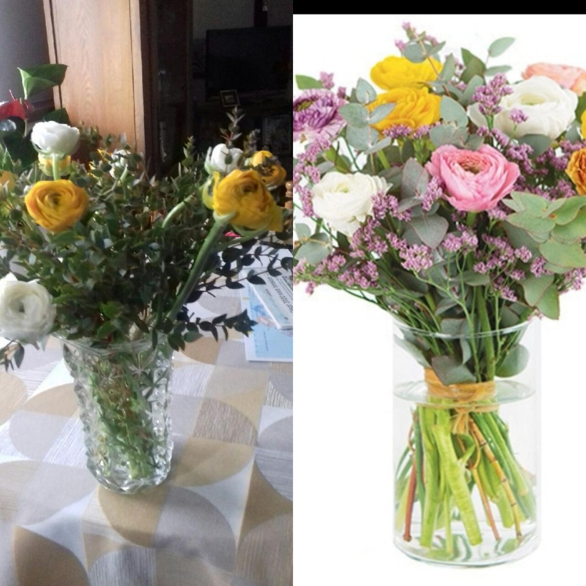 AnaisPaillette's tweet photo. @Interflora On fait un petit "attente vs réalité" ? 🤦‍♀️  35€ et 15€ de livraison pour un bouquet avec  6 pauvres fleurs dedans ça se passe comment ?  😡Heureusement que c'est l'attention qui compte... 🙄 #arnaque #interflora #decue #attentevsrealite https://t.co/FEaGxqC0zC