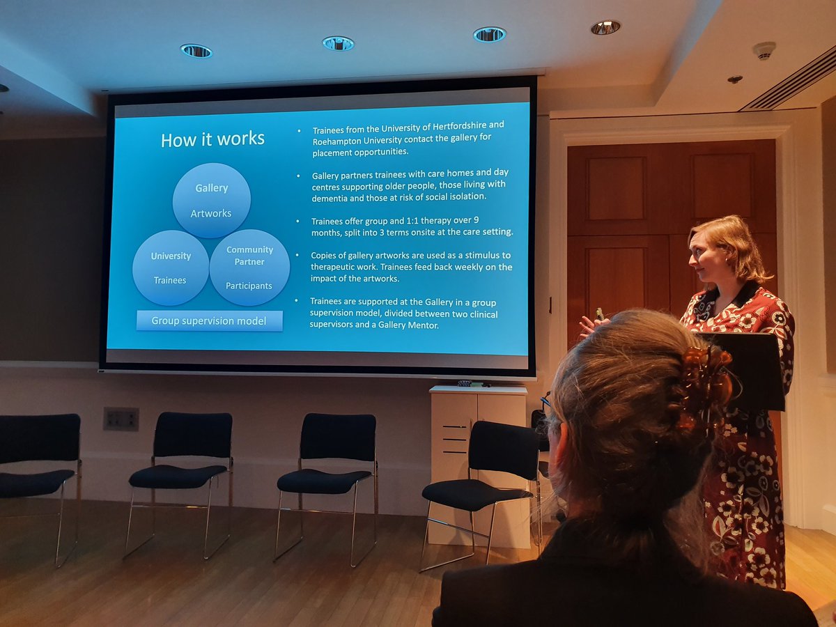 .<a href="/EmHollamby/">Emma Hollamby</a> explains partnership building between @BenUriGallery, community partners and trainee art therapists #ReframingPractice