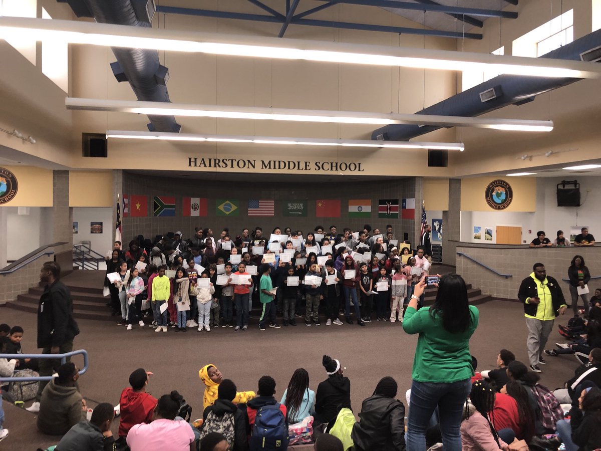 2nd quarter awards ceremony ⁦@thehairston⁩ was a success! Highlights A and A/B honor roll, teacher selected awards for most outstanding student and most improved. #WatchUsBeGreat ⁦<a href="/CEBSmith6595/">Courtney E Blake</a>⁩ ⁦<a href="/NiciaGeorge/">Nicia George</a>⁩ ⁦<a href="/kevinlmcrae/">K. McRae</a>⁩ ⁦