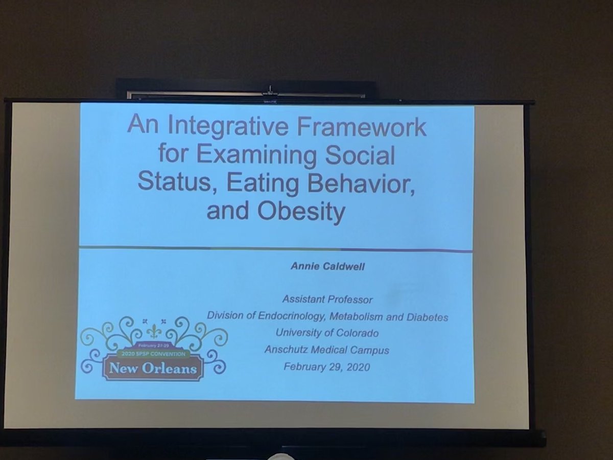 JaimieKrems's tweet image. Annie Caldwell on developing a model integrating evolutionary biology, public health work, and social psych to understand, treat and prevent obesity. (Thinking of your work ⁦@Dr_MistyHawkins⁩!) #SPSP2020