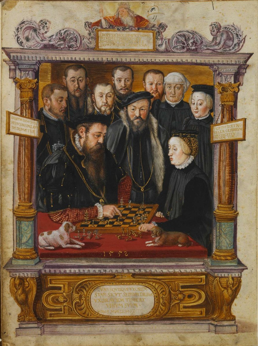 OldPortraiture's tweet photo. Born #OnThisDay in 1528: #AlbertV, Duke of Bavaria (1528-79)
Portrait playing chess with his wife #AnnaofAustria from the "Kleinodienbuch der Herzogin Anna von Bayern" by #HansMuelich (1516-73), 1552-5
#Wittelsbach #BavarianArt #GermanRenaissance https://t.co/JmSSHx6Y2X