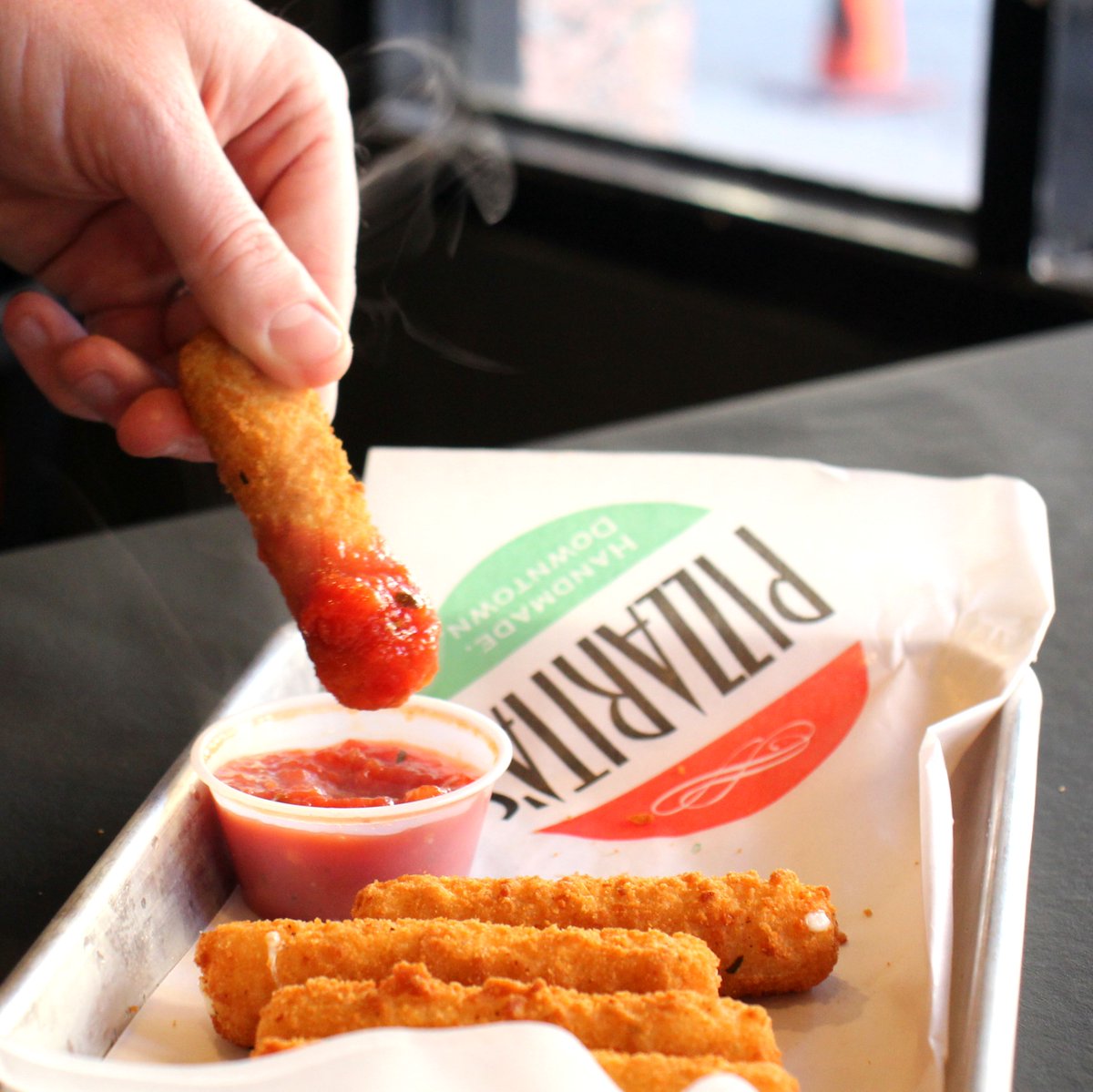 Pizzaritas's tweet photo. Dip into the weekend with an all-time favorite. 😋🙌 #MozzarellaSticks #Pizzaritas https://t.co/AUTiBYCGKq