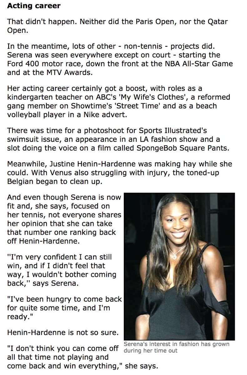 In addition to their grief, Venus would start to show symptoms of Sjogren's syndrome, an autoimmune disease (which would go undiagnosed for 7 years). Once again, Serena's commitment to the sport was questioned as she focused on other ways to build up her brand and name.