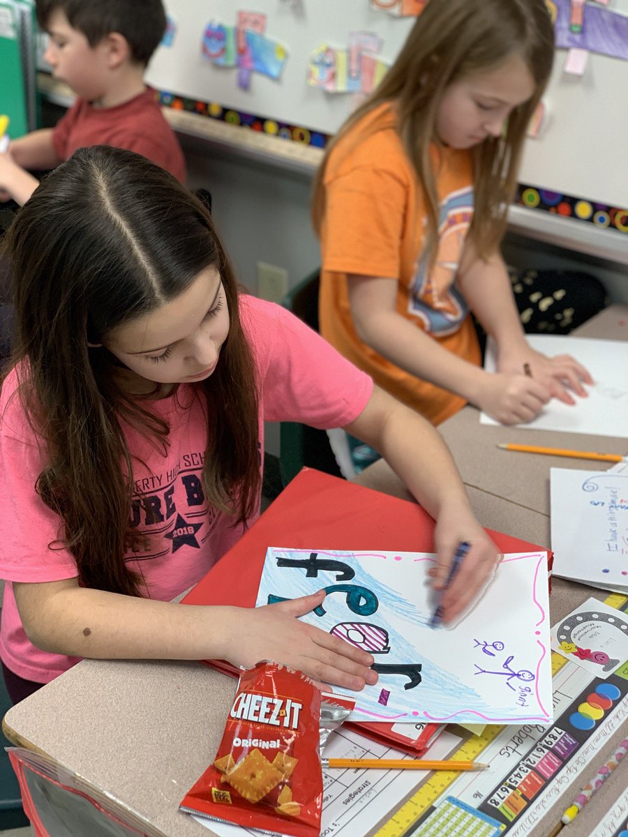 JoleneMoeser's tweet photo. @MissR_Duello 3rd Writers celebrated our Lit Essay Unit by creating “one word” covers to get their audience’s attention. The word they picked was a strong feeling, trait or theme that summarized their claim. We saw incredible growth this unit from our writers! #duelearns #tcrwp https://t.co/xri7d9gH8Q