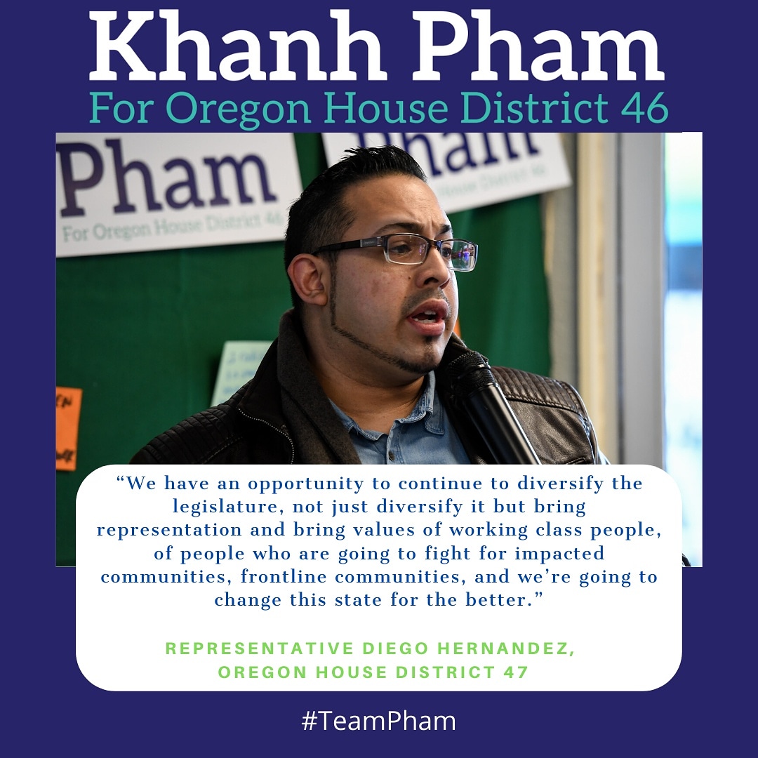 Thank you @diego4oregon. Your endorsement means so much! #TeamPham #orpol #orleg