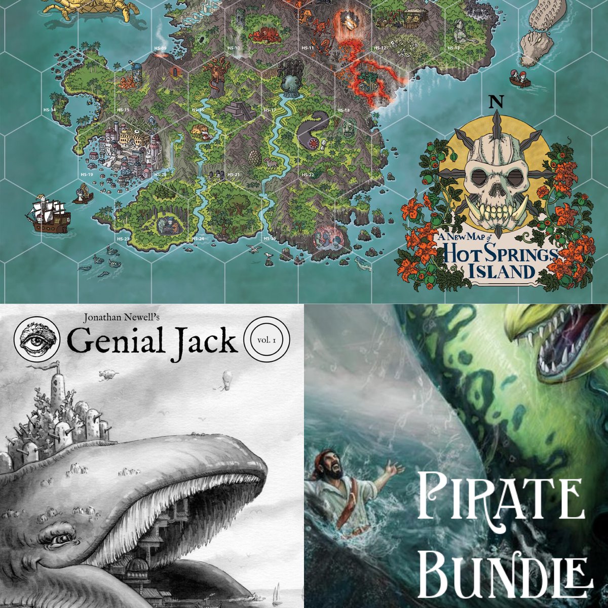 Mix @Edweirdian's Genial Jack with @vyderac's Hot Springs Island and @Limitless5e's Pirate Bundle and you will have the great nautical 5e game EVER! #swordfishislands #genialjack #pirates #piratebundle #limitlessadventures #lostpages #hotspringsisland #dungeonsanddragons #dnd #5e