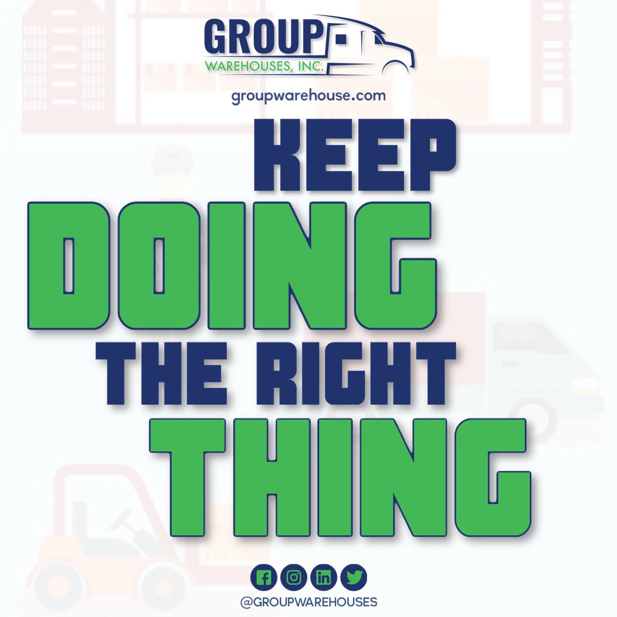 GroupWarehouses's tweet photo. Keep doing what is right. It works every time. 🚛
#dotherightthing #goodbusiness #rightstuff #doitright #doitrightthefirsttime #makeitright #warehousing #3pl #keepdoingwhatsright #honestyiskey #integrity https://t.co/G3KL4nY7a3