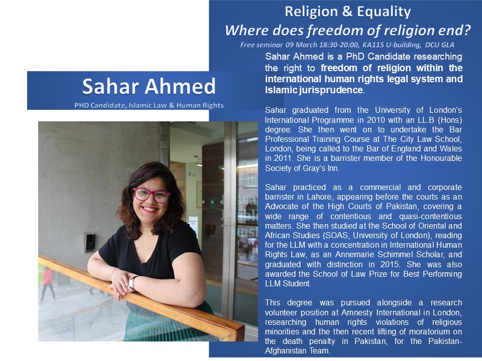 DublinLPR's tweet photo. We are excited to announce that Sahar Ahmed will be speaking at the Religion and Equality seminar. She will discuss human rights and Islam(ic) States.

Stay tuned for more details and don't forget to register for this free seminar!

09 March 18:30, KA 115

https://t.co/U6Dw4Y0V5p https://t.co/dLbZyiw5CP
