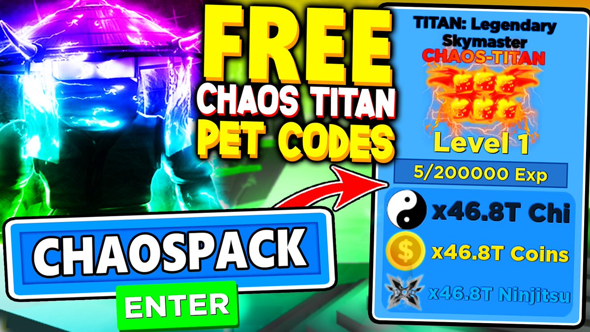 Code Defild On Twitter New Ninja Legends Chaos Titan Pet Codes Update Https T Co 4m8n61zp44 - ninja legends roblox twitter codes