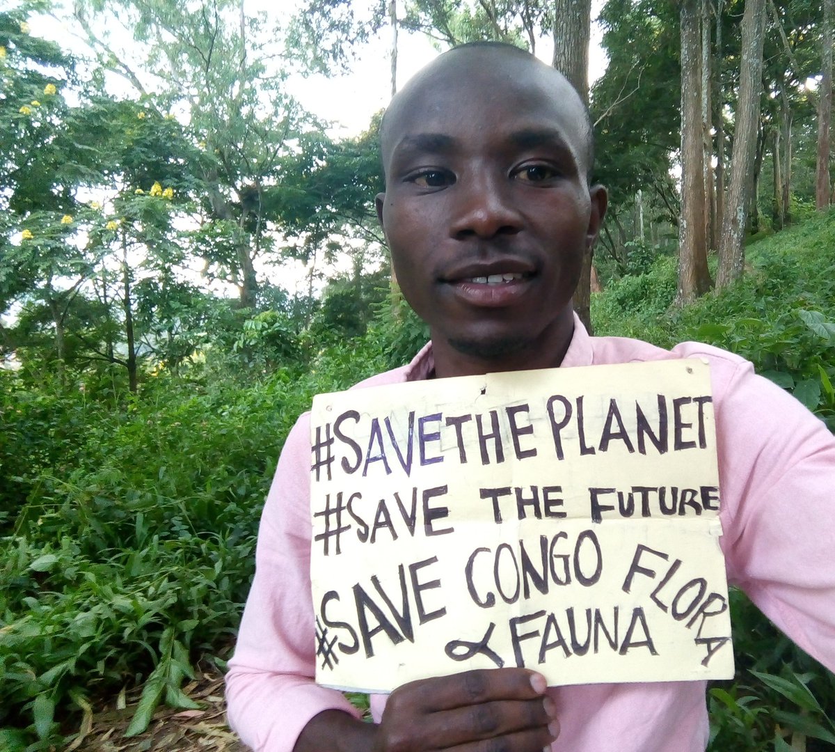 2) Remy Zahiga,  @Remy_Zahiga, aged 24, is from the DRC. He started the campaign to  #SaveCongoForest_Flora_Fauna ages ago, and regularly strikes for it.