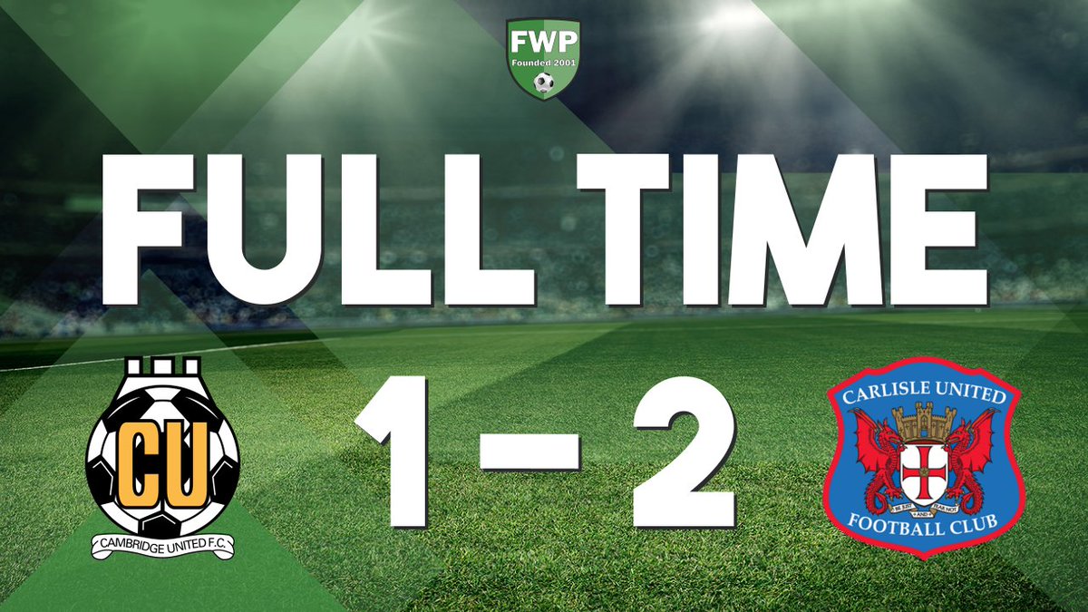 FWPCambridgeUtd's tweet photo. FULL-TIME: @FWPCambridgeUtd 1-2 @FWPCarlisle https://t.co/rrXdNNQSea https://t.co/A5q1mfTbz9