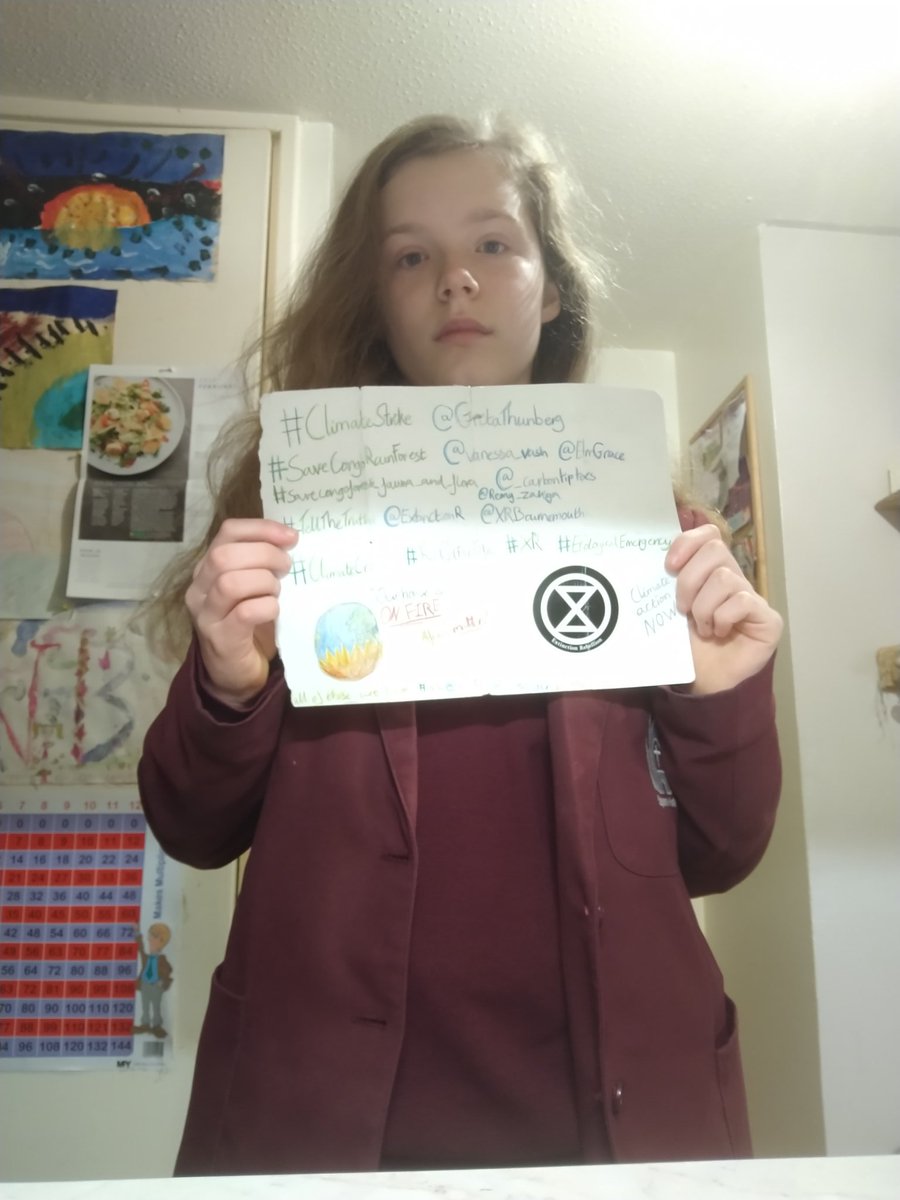3) Natalia Blichowska, aged 13,  @e_thunter, is an activist and striker from Bournemouth.  She was the first person in the UK to take up the campaign, and strikes for it in school!  There's a reason why we all call her 'Trooper Nat'... And that reason is... She never gives up!