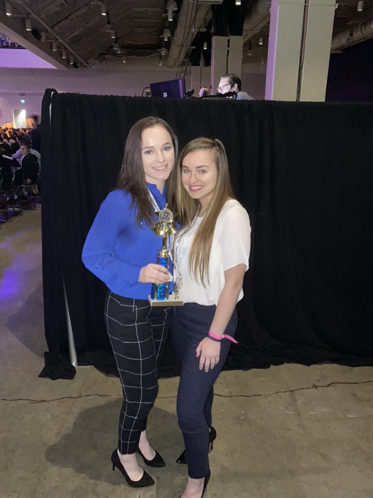AlisonClish's tweet photo. We crushed the sales project category with a 6th for Lauren &amp; Casey, 3rd for a Emma, Judah and Gizz and a 1st place for Ava and Olivia!!! Congrats @deca_nipmuc https://t.co/70fzUdtkm0