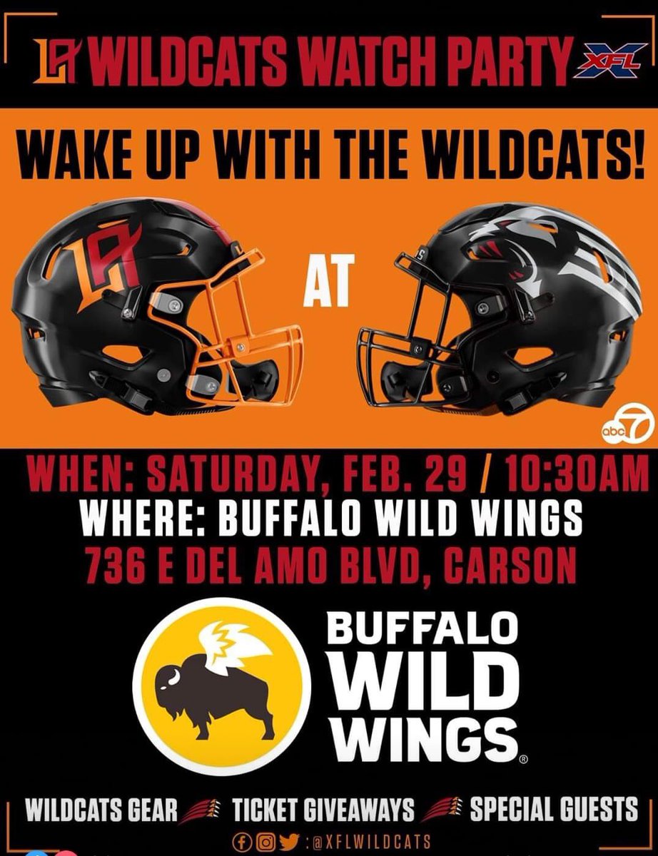 OLAWFC's tweet image. See you all at Buffalo Wild Wings!  Go @XFLWildcats!!  #ClawsUp