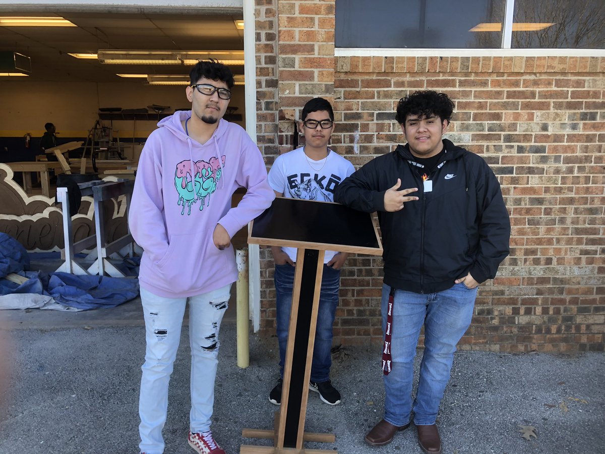 CHWoodTech's tweet photo. These guys worked really hard on this podium for Mrs. Carr. I am proud of the work they did. https://t.co/jZz2CZnoN2
