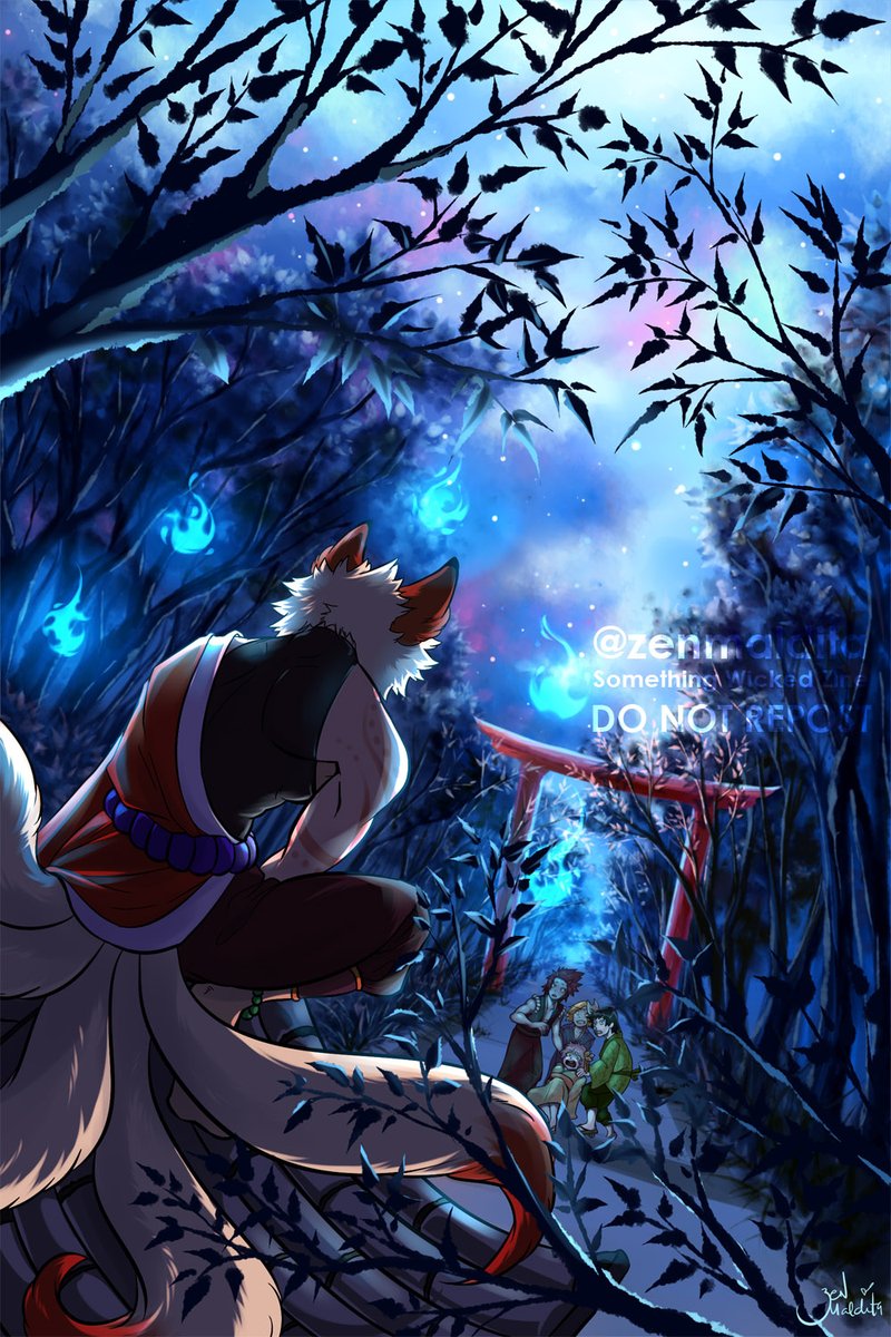 zenmaldita's tweet photo. @KrbkZine (3/3) And last but not the least, an accompanying art for a Kitsune Bakugou , Human Kirishima story based on the Tanabata Festival. https://t.co/ml5XFa2yCo