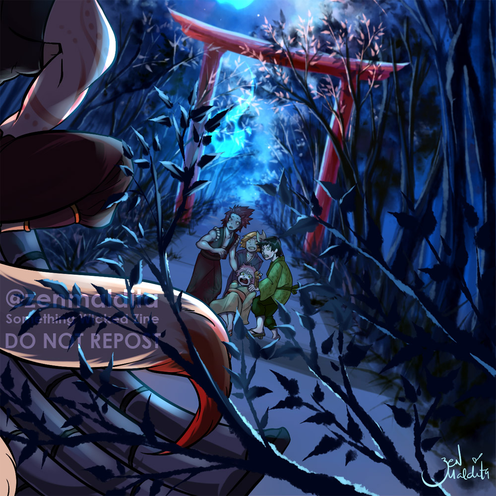 zenmaldita's tweet photo. @KrbkZine (3/3) And last but not the least, an accompanying art for a Kitsune Bakugou , Human Kirishima story based on the Tanabata Festival. https://t.co/ml5XFa2yCo