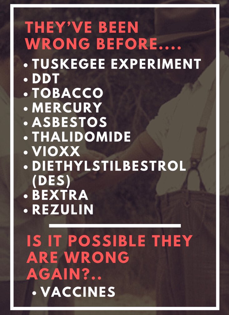 mdo526's tweet photo. @AndrewZwicker @jamelholley Let’s consider when “science” was wrong. We are asking you to look beyond the “science” and recognize the risks involved with this medical intervention NJ wants to coerce parents to subject their children to. We demand true #informedconsent #ParentsOverPharma https://t.co/d6n5TZNAon