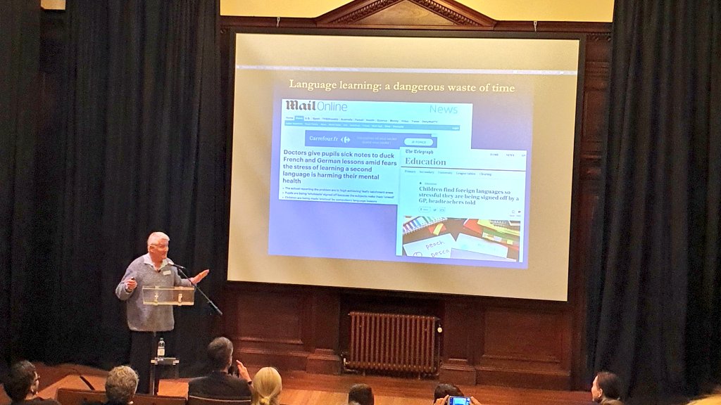 alex__rawlings's tweet photo. "If we believe these headlines, then we should all be on an extremely high dose of Prozac" - @thbaketal demolishing arguments against learning a foreign language recently published in UK newspapers https://t.co/NEYfxH82fx