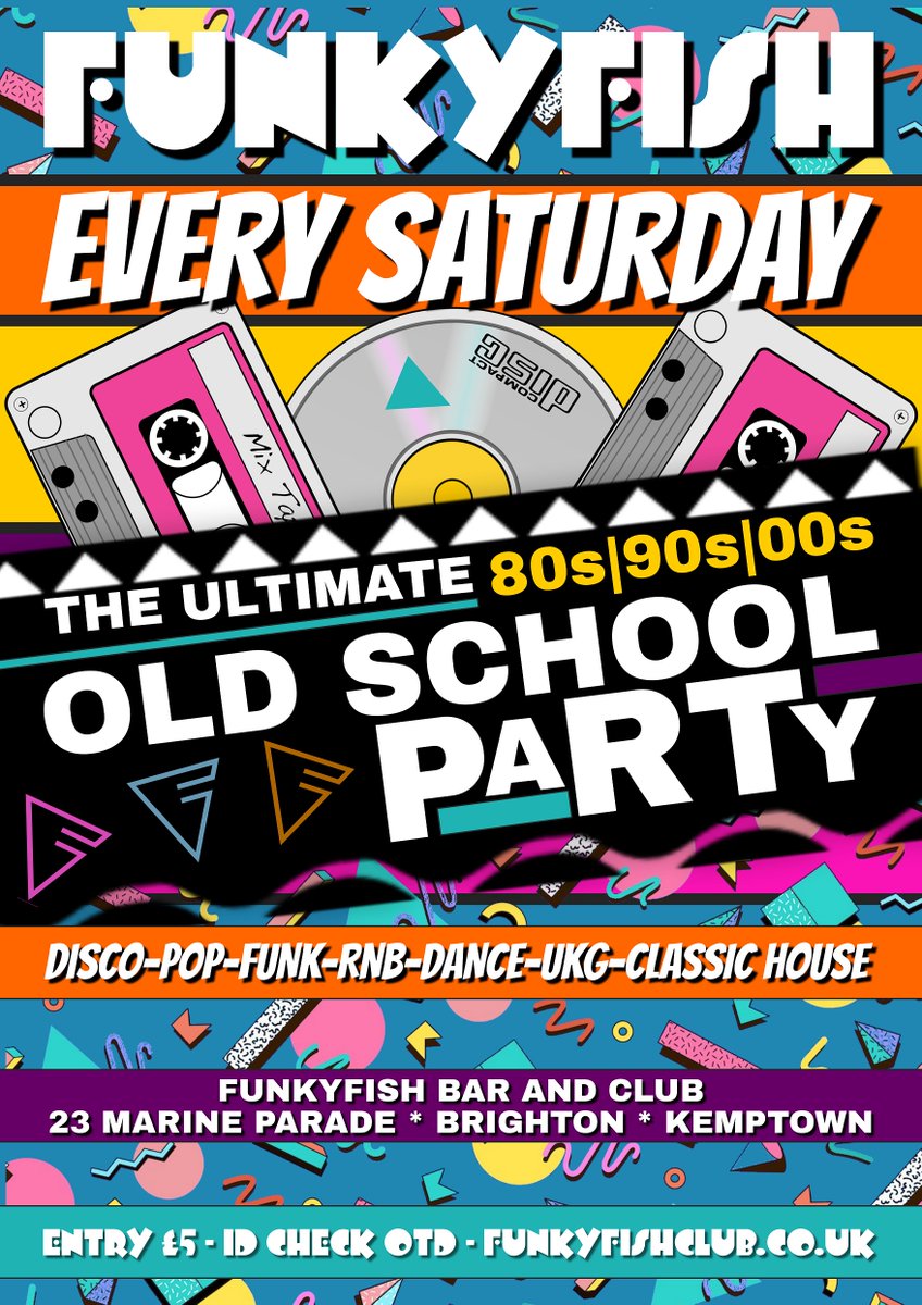 Tonight <a href="/FunkyfishClub/">Funkyfish Bar & Club</a> #Brighton The Ultimate Old School Party FREE entry! DJ from 9.30pm
