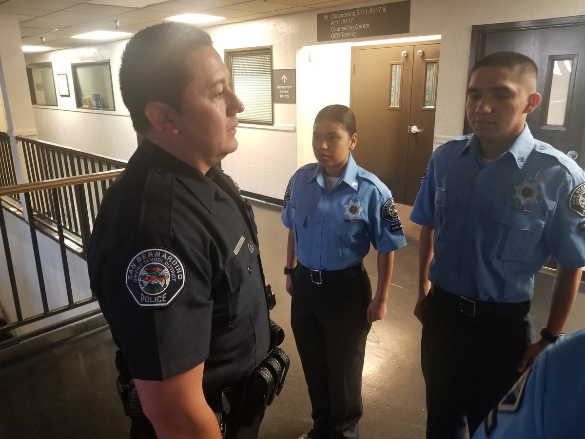SBCUSDPOLICE's tweet photo. #POST304, led by Sergeant Raya and his Explorer Advisors begin the morning with a #UniformInspection and #RollCall prior to being deployed for the Auto Club 400 #NASCAR event at #FontanaSpeedway @SBSPDjpaulino @SB_CitySchools https://t.co/umHHHNIgoT