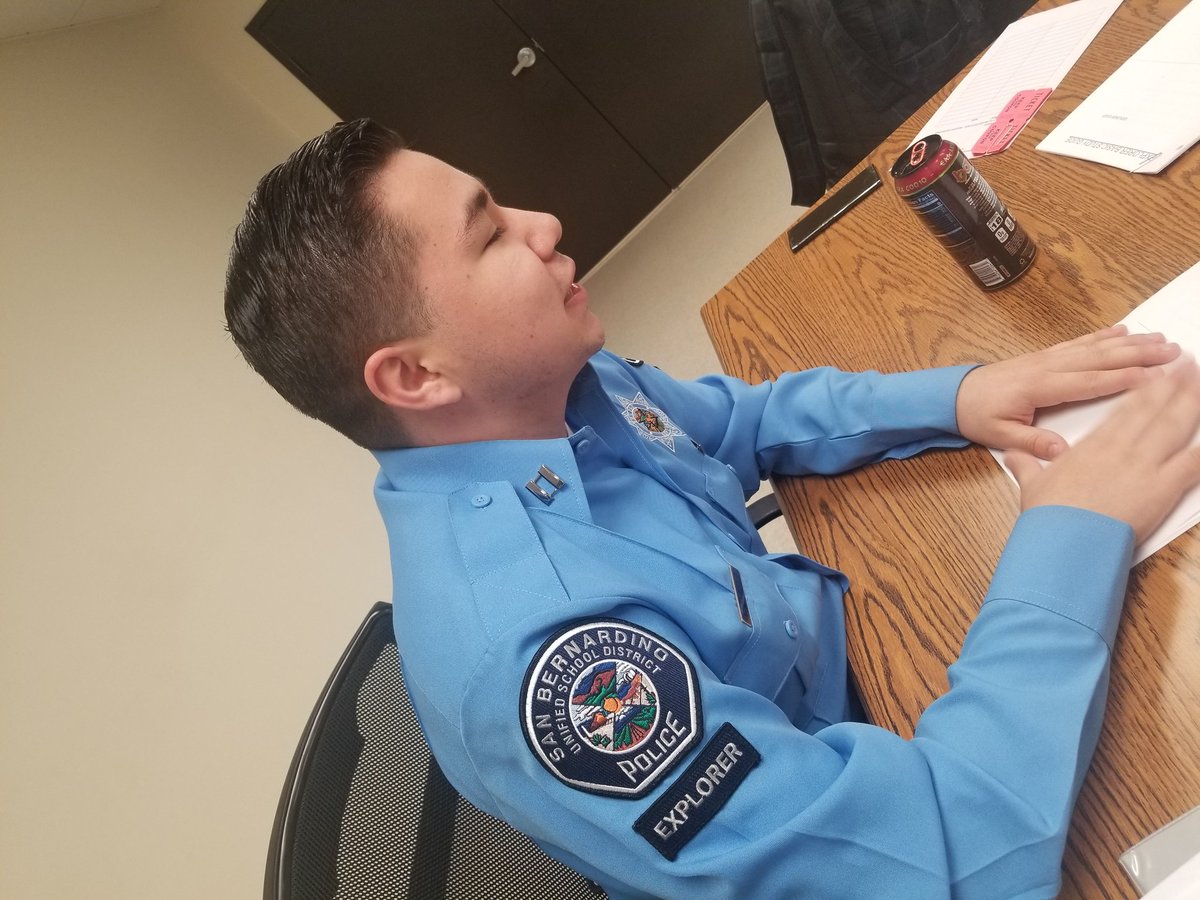 SBCUSDPOLICE's tweet photo. #POST304, led by Sergeant Raya and his Explorer Advisors begin the morning with a #UniformInspection and #RollCall prior to being deployed for the Auto Club 400 #NASCAR event at #FontanaSpeedway @SBSPDjpaulino @SB_CitySchools https://t.co/umHHHNIgoT