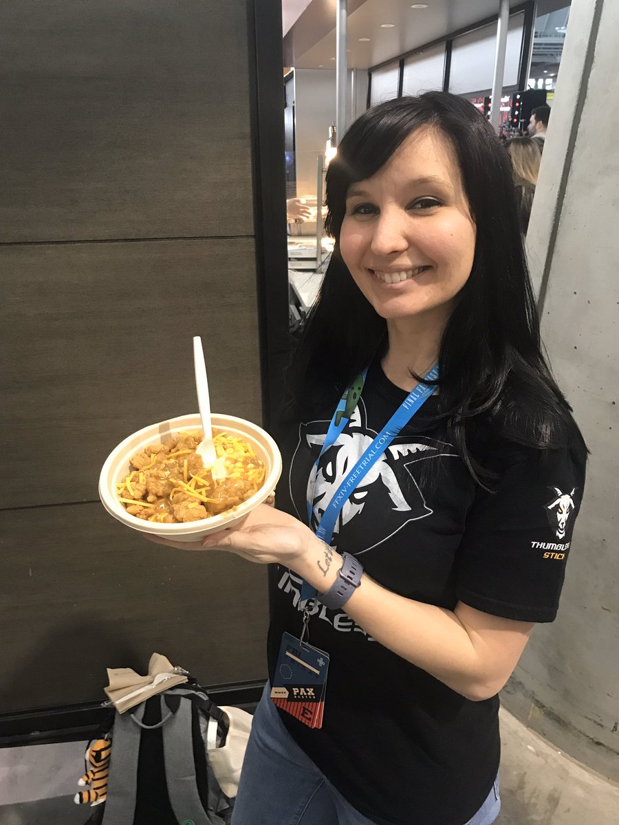 CHEFBCEC's tweet photo. @PAXEAST_2020 Attendees showing their excitement as they enjoy their tasty food at the BCEC! #PAXEast #ThisIsLevy #Delicious https://t.co/ncWhEvvLqx