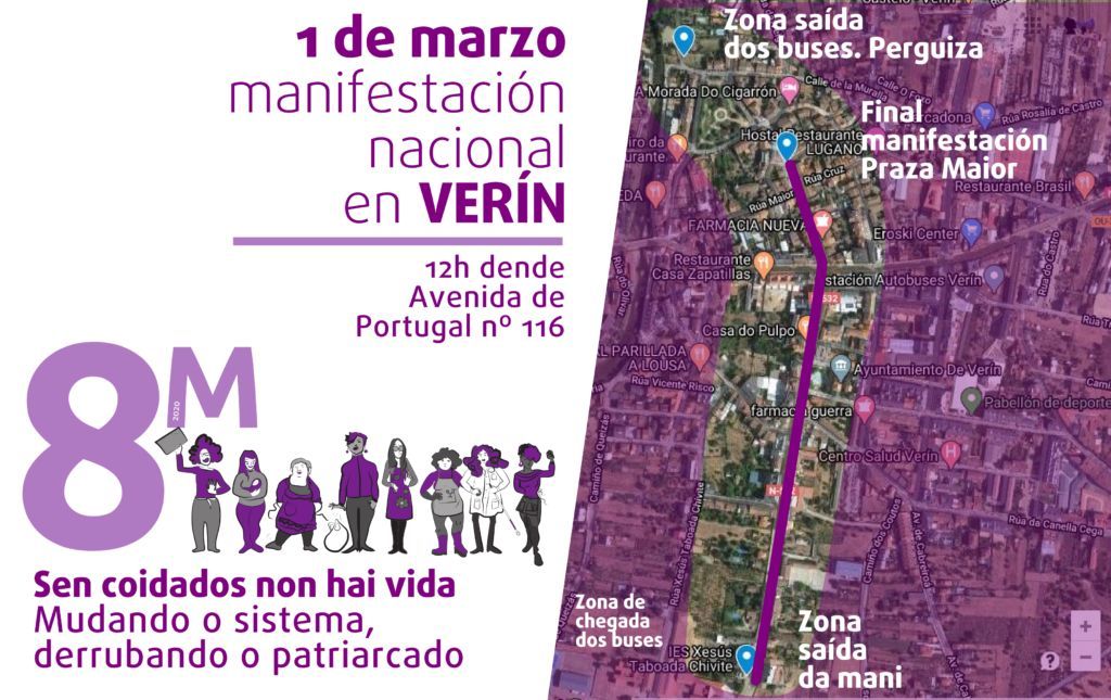 En_Marea's tweet photo. 📣 SEN COIDADOS NON HAI VIDA

O traballo de coidados debe ser o centro e motor da vida. 
Visibilicemos o que está invisibilizado!

Para saber mais sobre a convocatoria deste ano: https://t.co/U3LKJ5vXsJ vía @Galegas8M 

Mañá todxs a Verín! #EmerxenciaFeminista https://t.co/d6xqcrkOyX