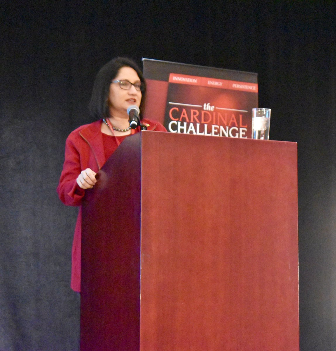 UofLFreeEnt's tweet image. Cardinal Challenge keynote speaker @uofl President Neeli Bendapudi shared her entrepreneurial wisdom with attendees. #cardchallenge #Entrepreneurship #goldsponsor #startup #uoflyes