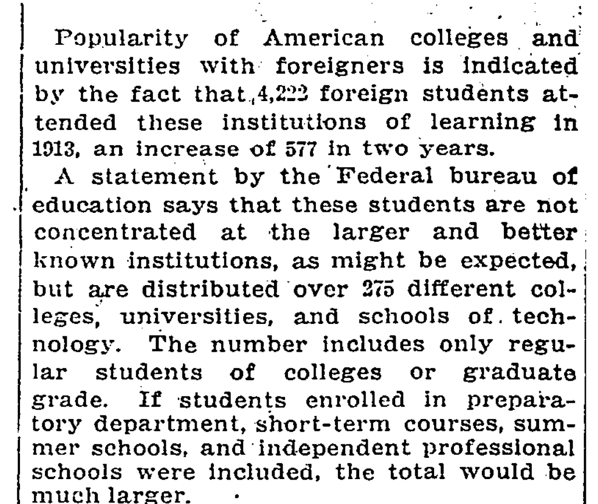 BaskervilleIran's tweet photo. in 1913, there were 4,222 #foreign_students in #American universities, spread among 275 Institutions -- #Canada had 653 Students -- #China 594 -- #Japan 336.
#international #Students #America https://t.co/ZyknyOwwz4