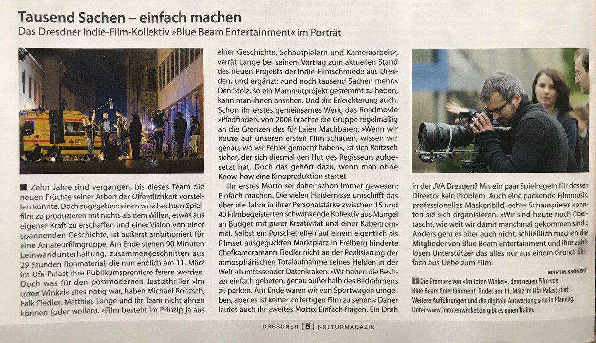 Für alle, die noch nicht die neueste Ausgabe des DRESDNER Kulturmagazins auftreiben konnten.
Danke an Martin Krönert für das Portrait.
