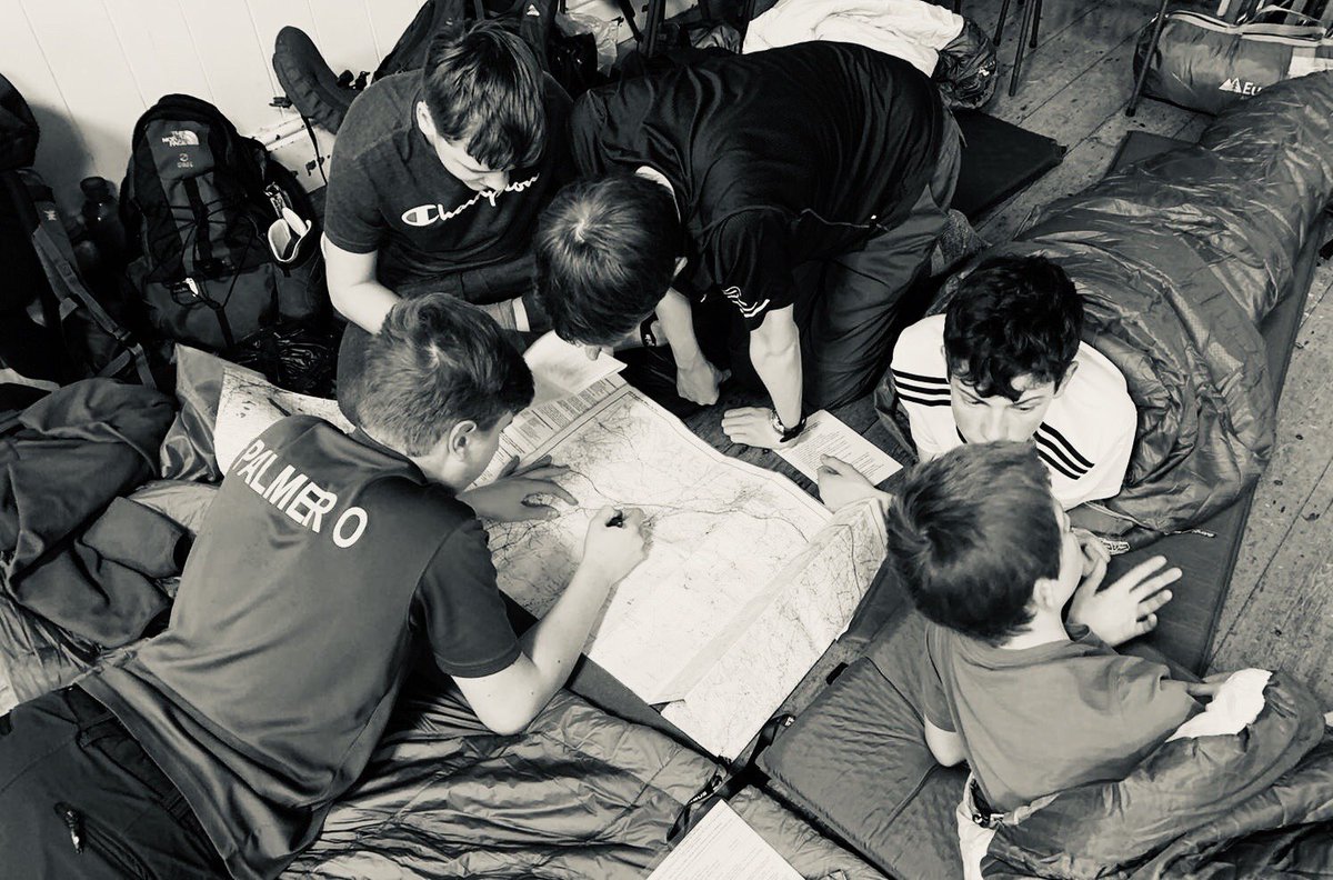 All back at the end of a day of Ten Tors training and planning the next hike.  Thank you to the staff for making it happen. #tentors