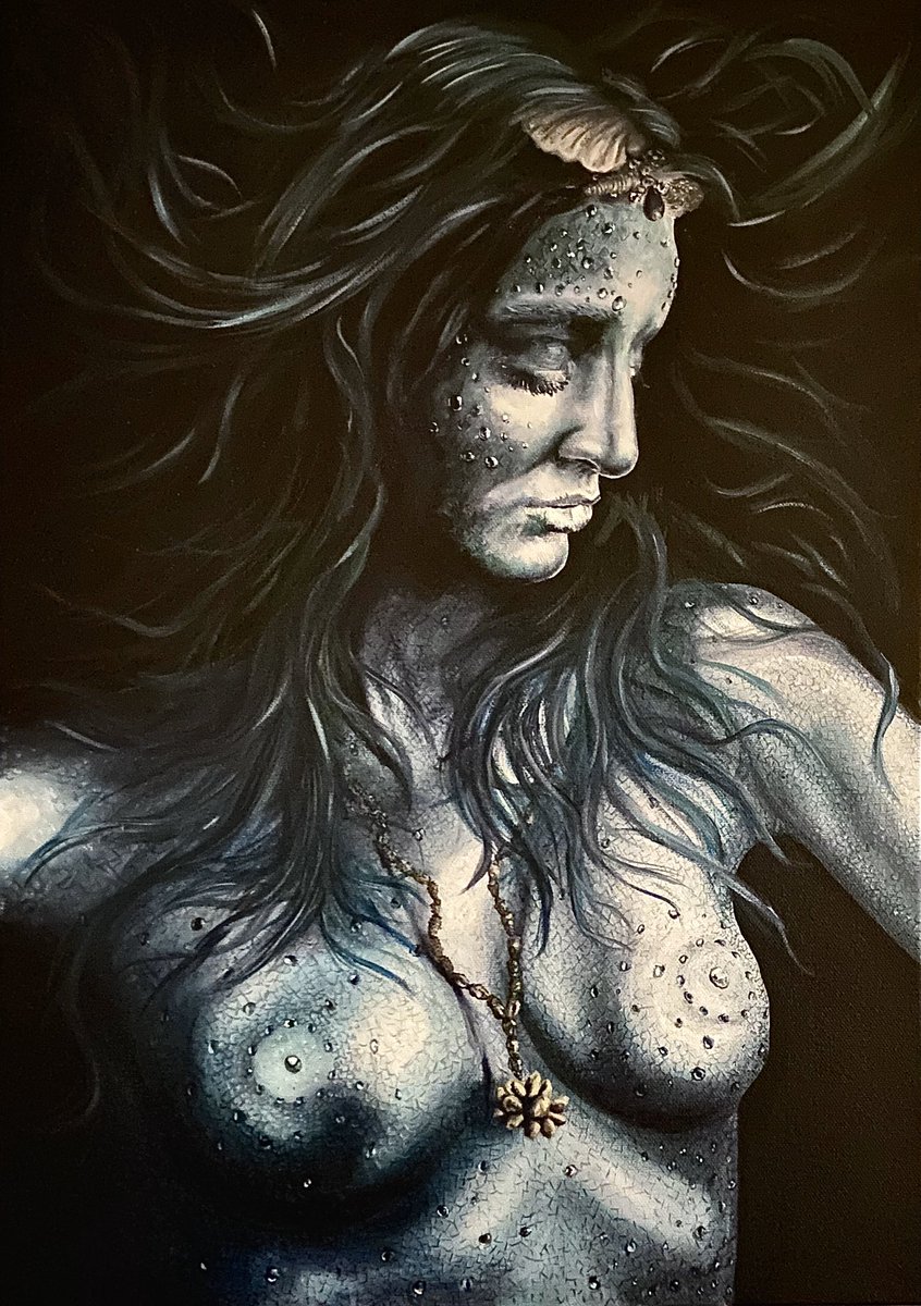 bobbyfetta's tweet image. Varnished this today but not before adding a couple of details #art #painting #acrylicpainting #Mermaid #neptune #goddess