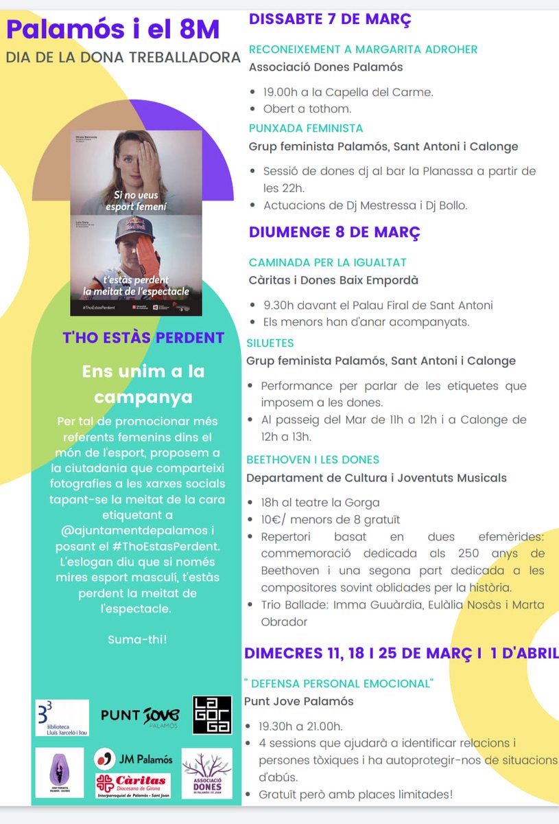 Vaya semanita nos espera para el #8M!!
Le echas un ojo? 
Programa de actividades en Palamós!