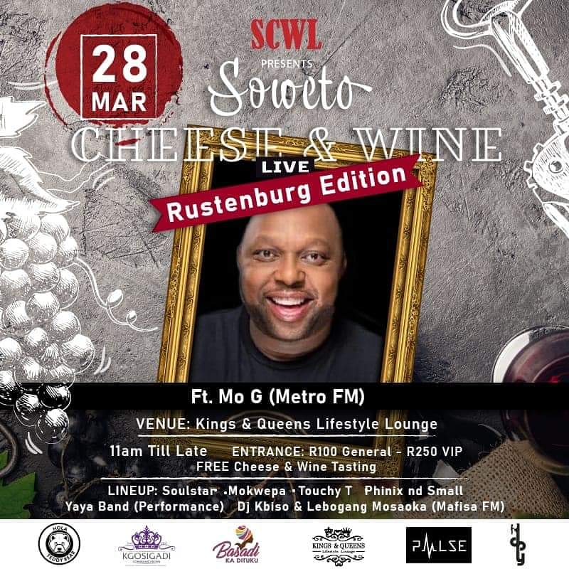 CheeseWine_live's tweet image. Let’s start the count down Rustenburg!!
 Tell your friends to tell their friends too.. it’s happening.. #itsnotjustanevent #itsanexperience #SCWLRustenburgEdition

 28March2020 Kings and Queens Lifestyle Lounge