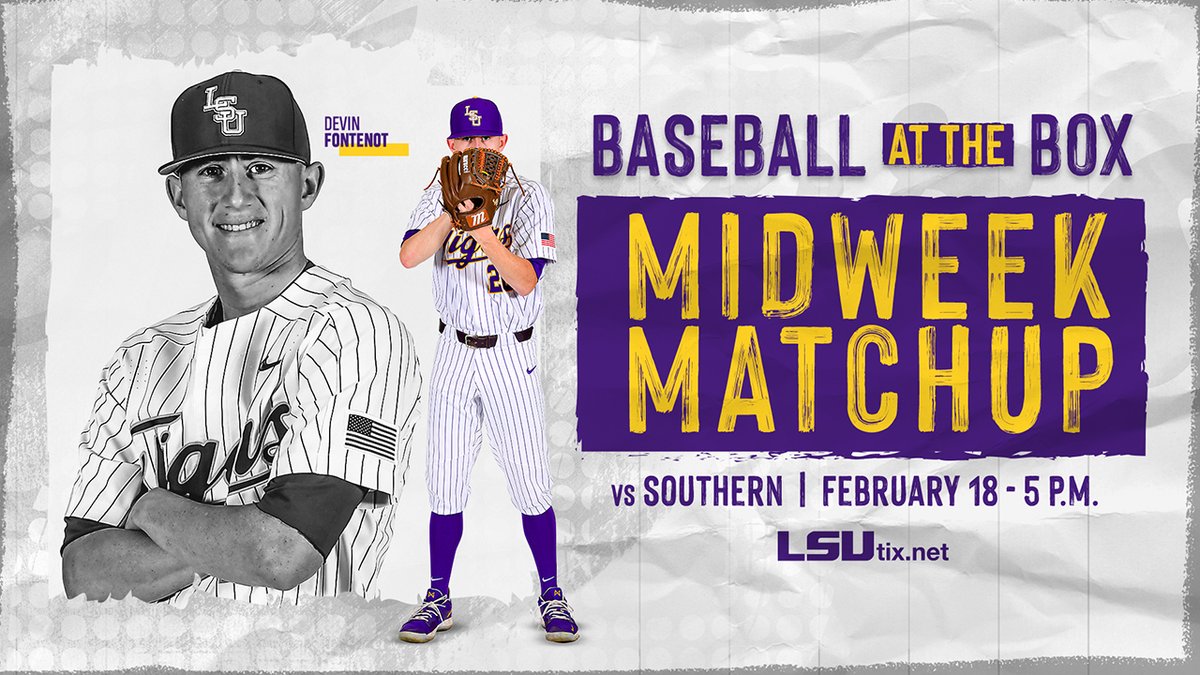LSUbaseball's tweet image. Tigers Face Southern at 5 p.m. Tuesday at The Box!
#GeauxTigers
lsul.su/2SBvvDe