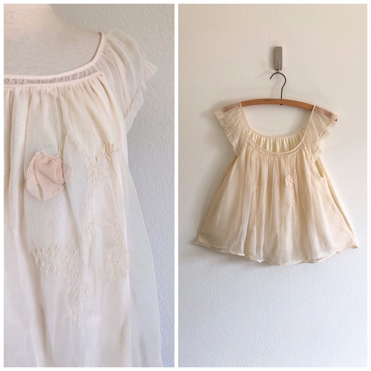 #etsy vintage 1960s teddy | lace embroidered 60s slip top | cami sheer nylon #newlisting #vintageclothing etsy.me/2V101YA