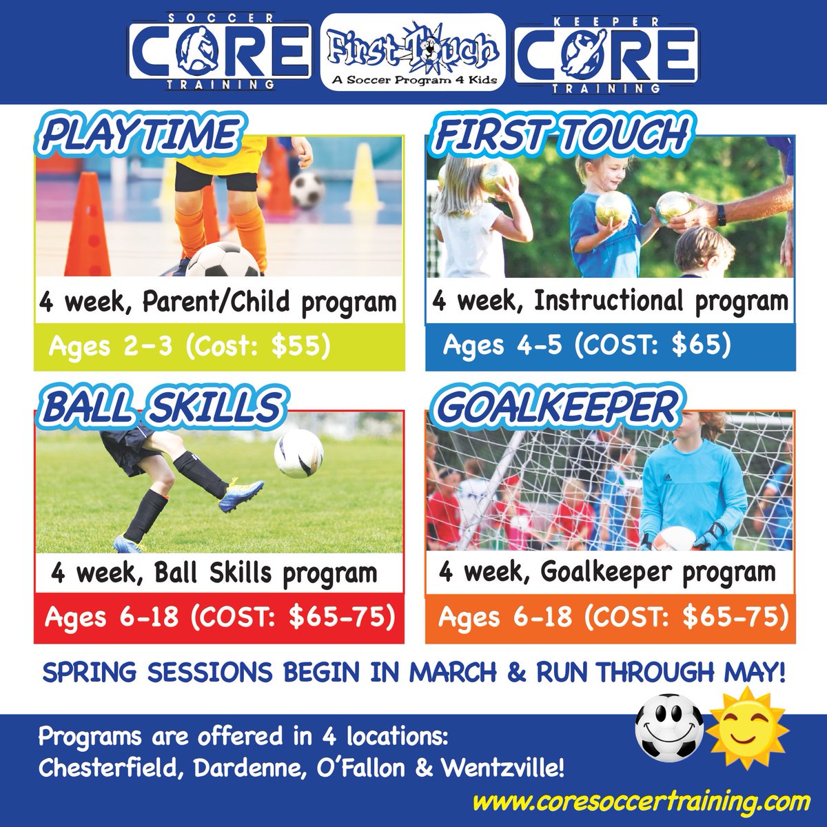 Looking for a Spring Soccer Program for your soccer player? 😎⚽️
Check out what CORE has to offer this Spring!
We have something for everyone, from Beginners to Advanced Field Players &amp; Goalkeepers!
coresoccertraining.com
#ClubNeutral #Over20Years