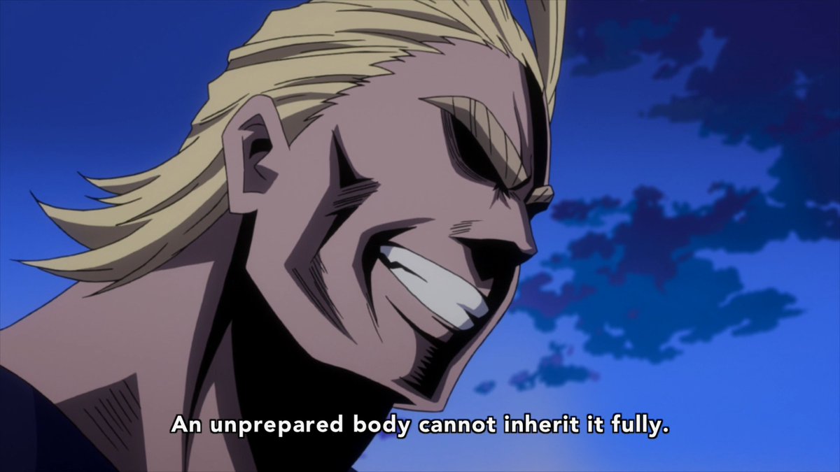 Good of Horikoshi to add an extra layer of reality by having severe consequences for inheriting All Might's power with an inadequate body. Also All Might gives the best 'Yes!' and thumbs up (don't @ me).