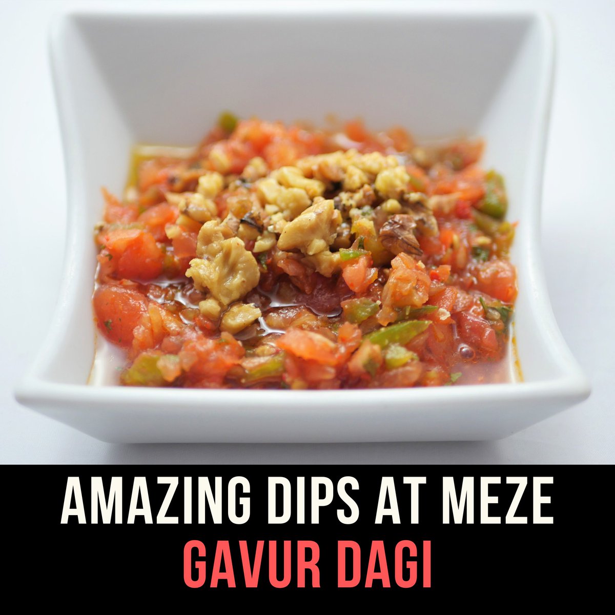 MezeWashington's tweet photo. Gavur Dagi | Gluten Free, Dairy Free, Vegan
The spicy relish of chopped tomatoes, onions, green pepper, parsley, and walnuts finished with olive oil and pomegranate dressing.
Book your table now at https://t.co/FPA0Y2rCJX
#turkishfood #mezedc https://t.co/7VyglAa0qf