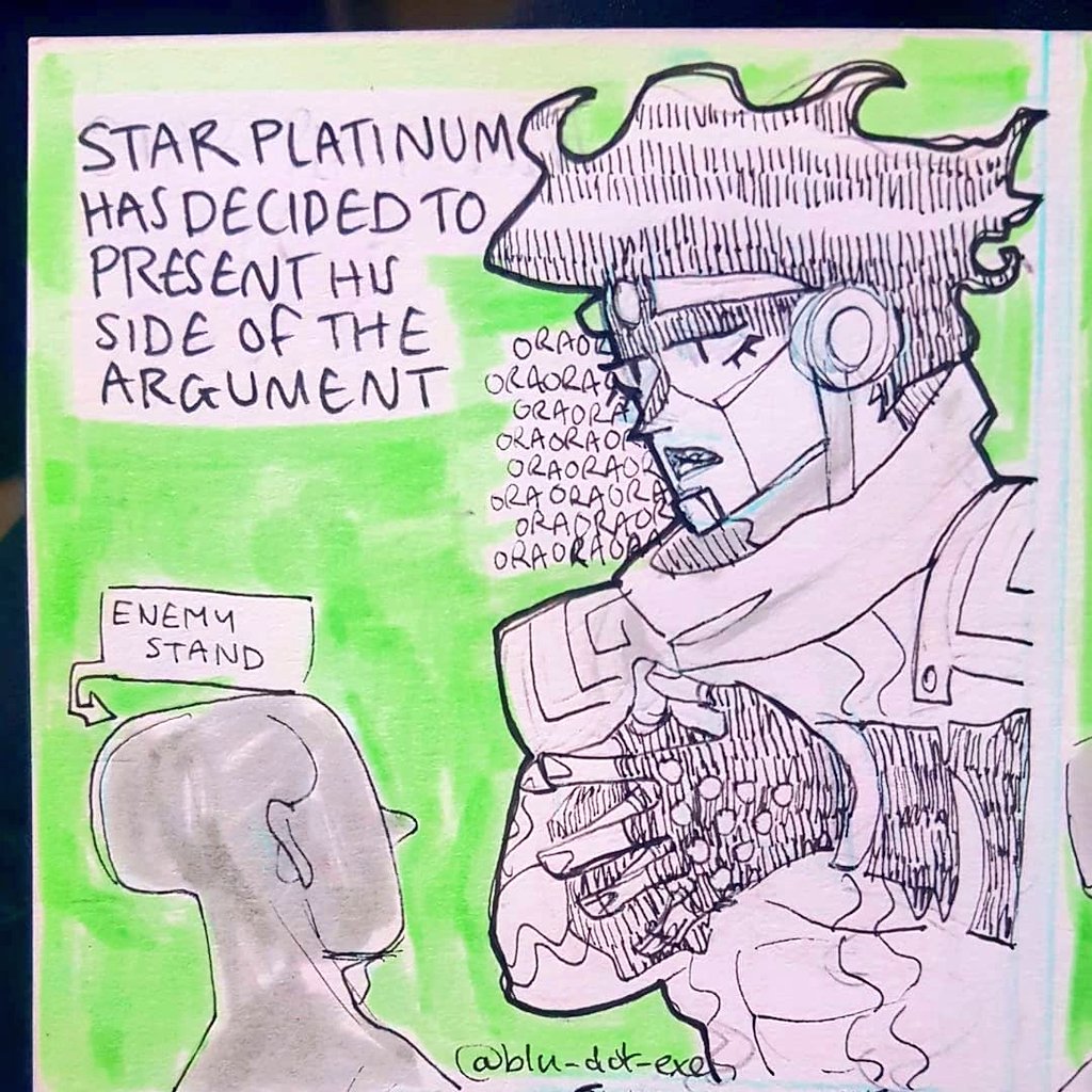 blu_dot_exe's tweet photo. Star Platinum tries non violent techniques 

#jjbafanart #jjba #jojosbizarreadventure #starplatinum https://t.co/Kruyz8c62l