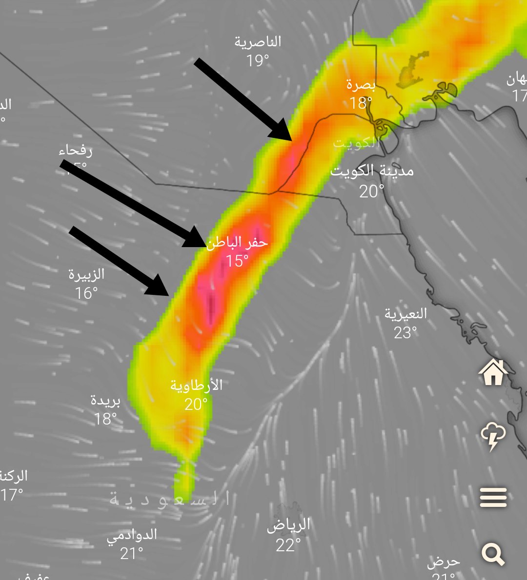 fayezalshuaib's tweet photo. ⛈️⚠️⛈️لاتزال المؤشرات ثابته ولله الحمد في آخر تحديثات لخرائط الهطول بحالة عدم الاستقرار خلال 48 ساعه القادمة على حفرالباطن ودولة الكويت الشقيقة نسأل الله ثباتها والتغير وارد والله اعلم.
⛈️⚡⛈️⚡⛈️⚡⛈️⚡
#حفرالباطن #الكويت https://t.co/pRmrJnYgZt