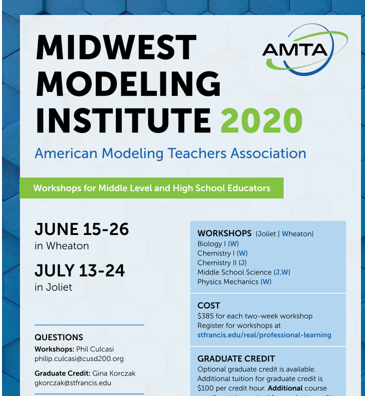 wwsscience's tweet photo. Let's think about Summer today....Modeling Workshops in Wheaton in June AND Joliet in July.  Registration opens later this week.  @AMTAteachers https://t.co/Mxo6QcWwsu