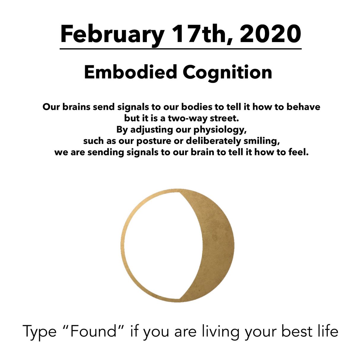 In philosophy, embodied cognition holds that an agent's cognition is strongly influenced by aspects of an agent's body beyond the brain itself.

#EmbodiedCognition #WeareFound #BrainScience #Philosophy #MentalHealth