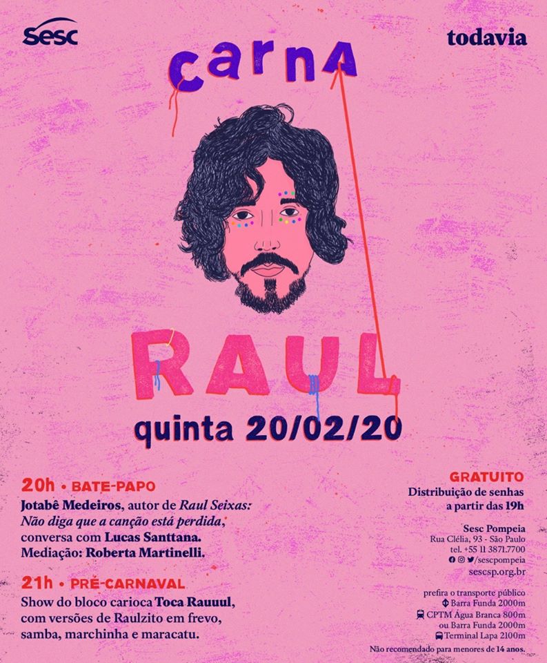 ArnaldoBaptista's tweet image. Dia 20 agora tem festança tudo na faixa no @SescPompeia, parte do tour de lançamento do livro do amado e parceiraço @Jotabemedeiros Raul Seixas: Não diga que a canção está perdida. Lá estarei. Bóra #compartilhar e #prestigiar