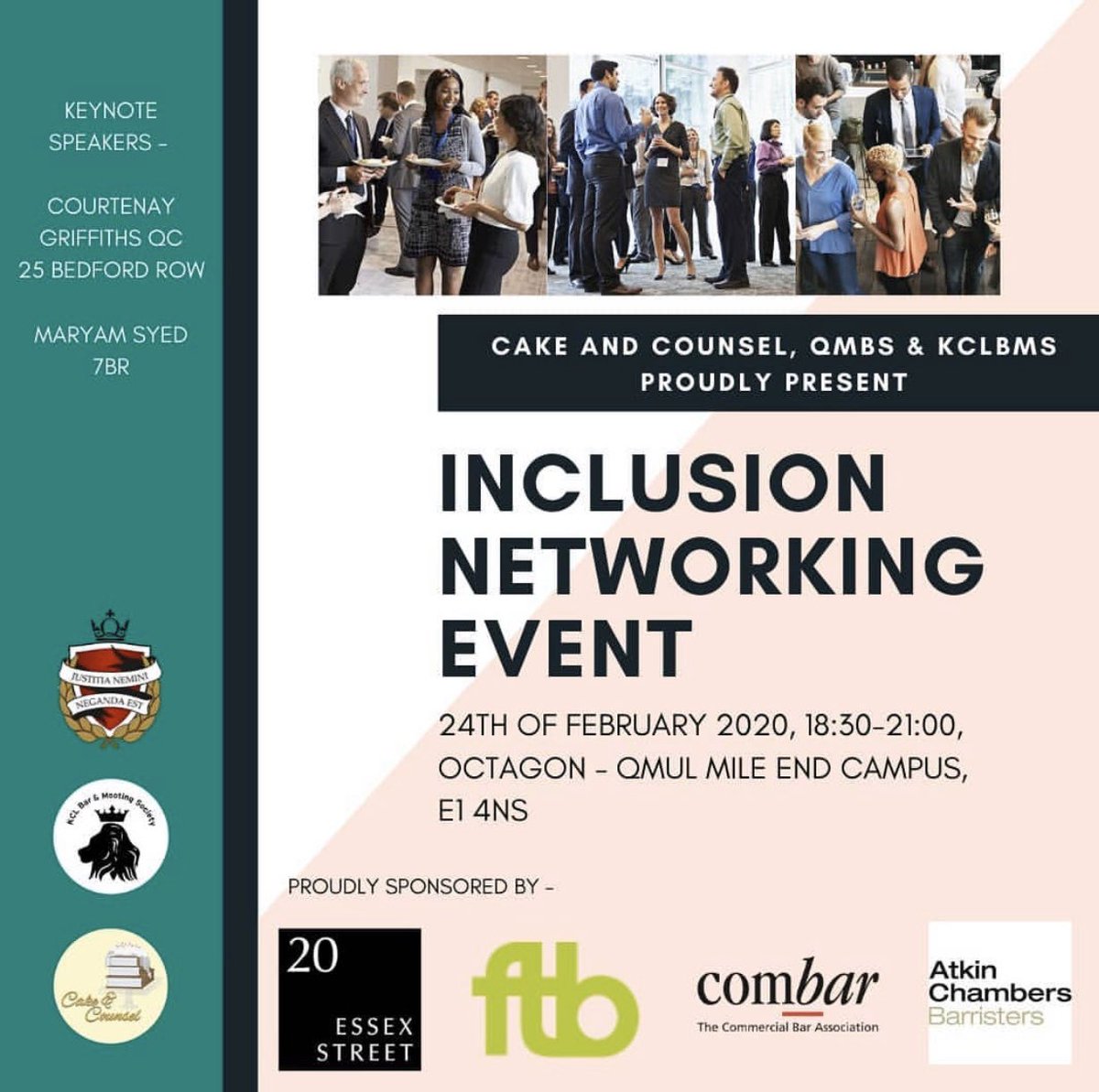 cakeandcounsel's tweet image. Just 1 week left to secure your tickets for an amazing event!
new sponsors!🎉🙌🏾
Get your tickets now!
eventbrite.co.uk/e/inclusion-ne…
@qm_bar_society &amp;amp; @kclbms

#lawschool #pupillage ##courtskills #lawyer #internship #bptc #llb #llm #pupil #barrister #gdl #counsel #solicitor ##networking
