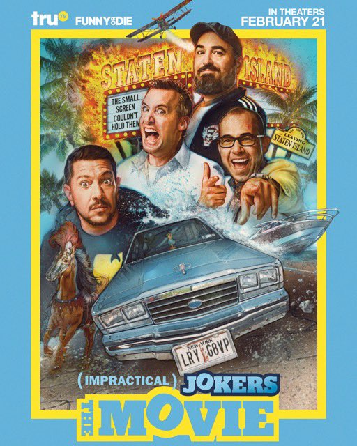 Joe_Gatto's tweet photo. The #ImpracticalJokers Movie hits theaters THIS WEEKEND. Premiere screening is tomorrow night in NYC!

I got 2 extra tickets for tomorrow night ... who wants em?

If you’re in NYC &amp; want to come, retweet this to spread the word and I’ll pick someone at random. #BreakTheBoxOffice https://t.co/11ok9yoZpZ