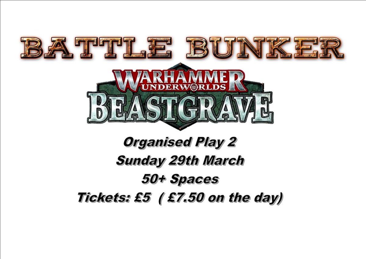 battlebunkerltd's tweet photo. The next Underworlds organised play is  last sunday in March with the focus on theGrymwatch and Rippa's Snarlfangs! Event details : https://t.co/e4F9jXIHgc https://t.co/0Eq5BYsR2D